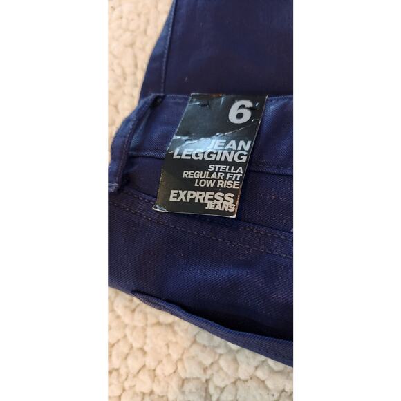 express jeans womens size 6r legging low rise stretch denim blue - Picture 4 of 7